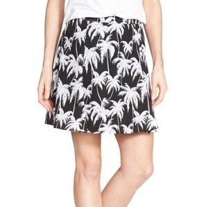 VINCE CAMUTO Sz 4 tropical floral skirt swing a-line fit and flare black white